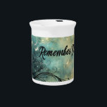I’m Not Learning Magic. I Remember It. — Vintage Q Beverage Pitcher<br><div class="desc">This isn’t knowledge. It’s remembrance.
This artwork captures the soul’s ancient knowing. With hand-drawn script and flowing waves of light,  it reminds you that magic was never outside you — it’s always been within.</div>