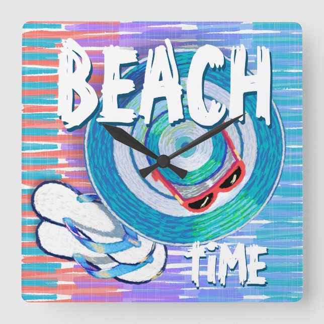 I’m On Beach Time! Square Wall Clock (Front)