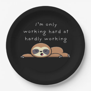I’m Only Working Hard At Hardly Working Baseball ¾ Paper Plates