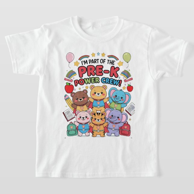 "I’m Part of the Pre-K Power Crew!" – Kids T-Shirt (Laydown)