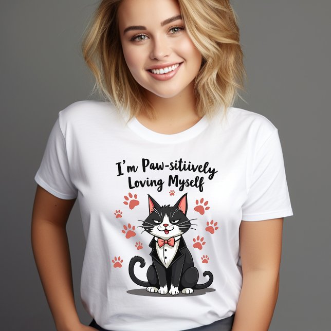 I’m Paw-sitively Loving Myself – Tuxedo Cat Tri-Blend Shirt (Creator Uploaded)