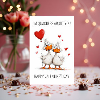 I’m Quackers About You Cute Duck Valentine’s Day Holiday Card