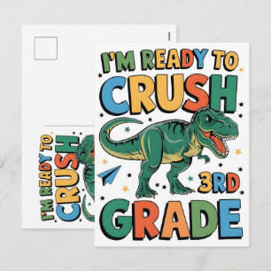I’m Ready to Crush Kindergarten Dinosaur School Ad Holiday Postcard