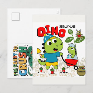I’m Ready to Crush Kindergarten Dinosaur School Ad Holiday Postcard