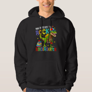 I m Ready To Rock Kindergarten Cool Dino Boys Back Hoodie