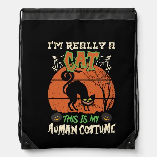 i_m_really_cat_this_is_my_human_costume_halloween_ drawstring bag