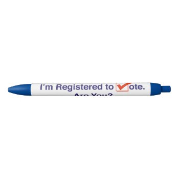 I’m Registered To Vote 2024 Black Ink Pen by GigaPacket at Zazzle