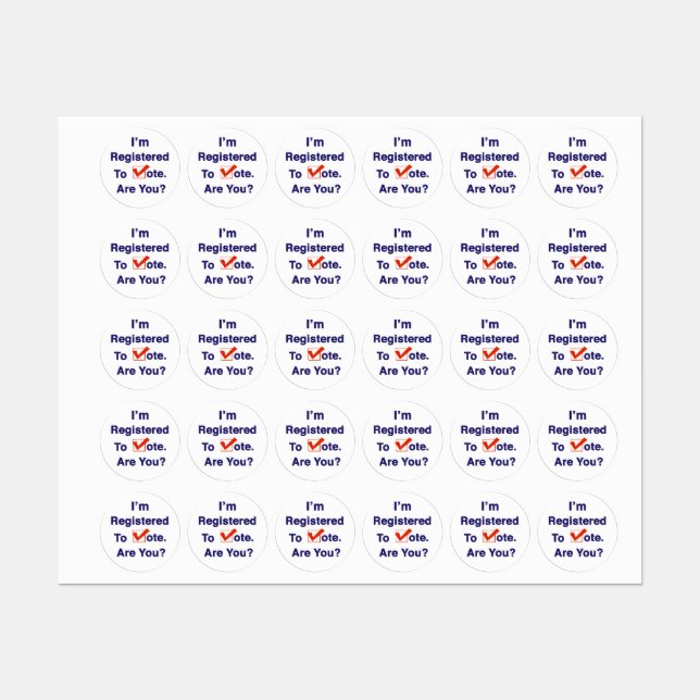 I’m Registered to Vote 2026 Labels (Sheet)