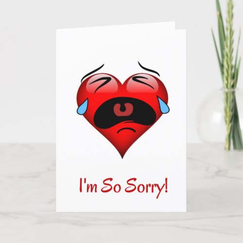 Im So Sorry Crying Red Heart Card