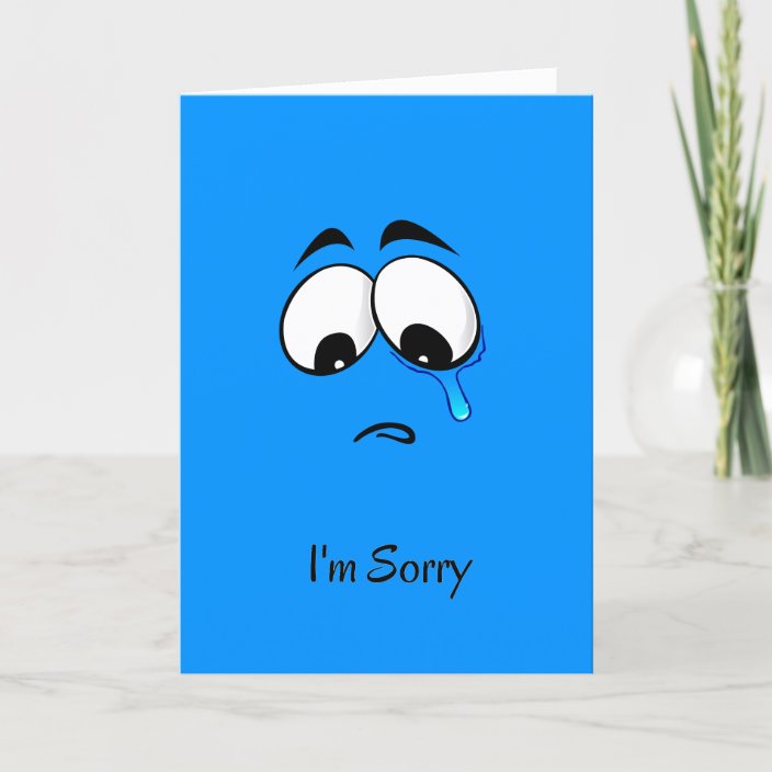 I’m Sorry Blue Sad Face Card | Zazzle.com