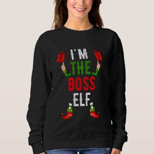 I M The Boss Elf Christmas Family Matching Costume Sweatshirt