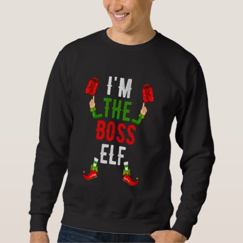 I M The Boss Elf Christmas Family Matching Costume Sweatshirt