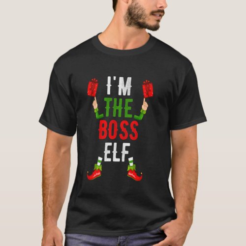 I M The Boss Elf Christmas Family Matching Costume T_Shirt