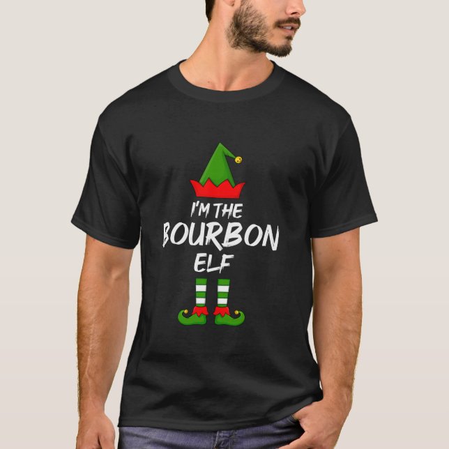 I m The Bourbon Elf Funny Matching Family Elf Chri T-Shirt (Front)