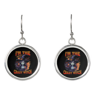 I’m The Crazy Witch Funny Halloween Earrings