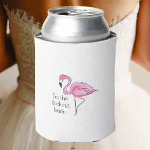 I’m the Flocking Bride Pink Flamingo Bachelorette Can Cooler