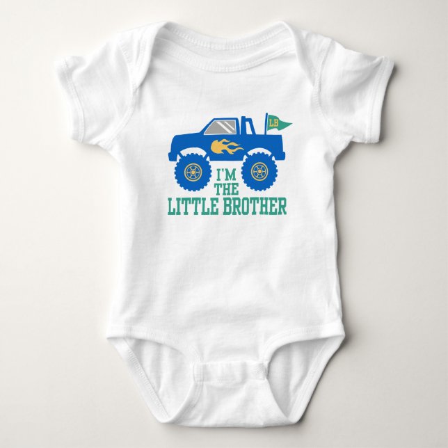 I’m The Little Brother Monster Truck Baby Bodysuit (Front)