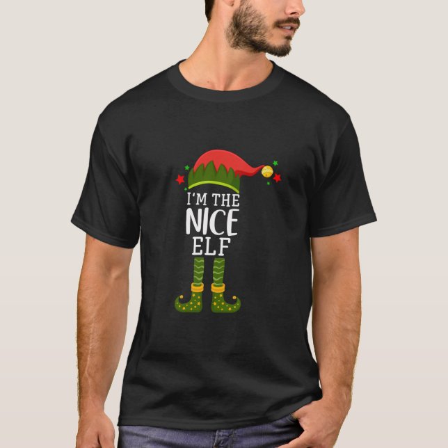 I m The Nice Elf Funny Group Matching Christmas Co T-Shirt (Front)
