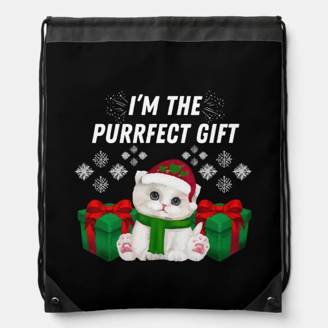 I m The Purrfect Gift Drawstring Bag (Front)