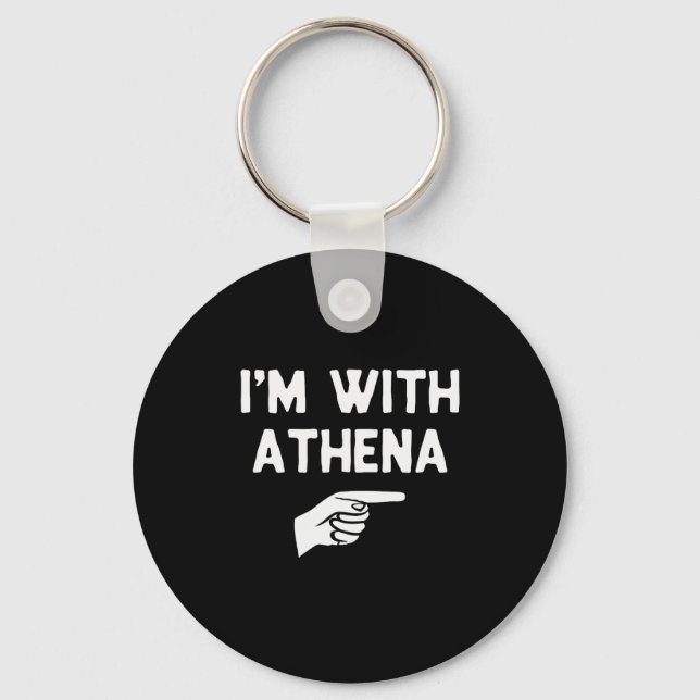 I’m With Athena Funny Halloween Matching Costume  Keychain (Front)