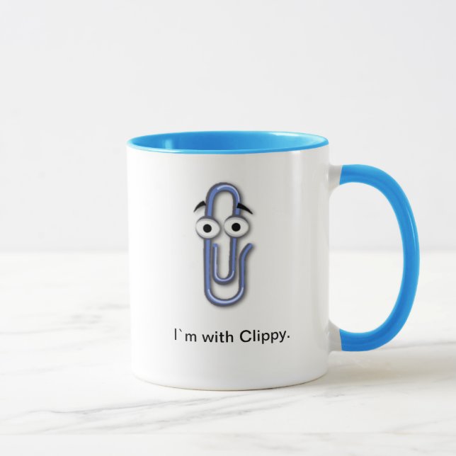 "I`m with Clippy" Coffee Mug - Cyan Outline (Right)