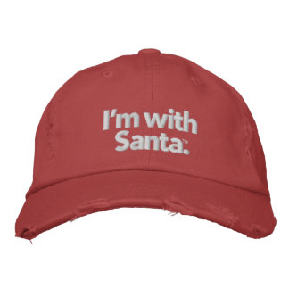 “I’m with Santa” distressed chino twill cap