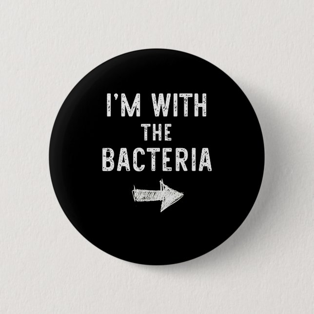 I’m With The Bacteria Funny Halloween Couple Costu Button (Front)