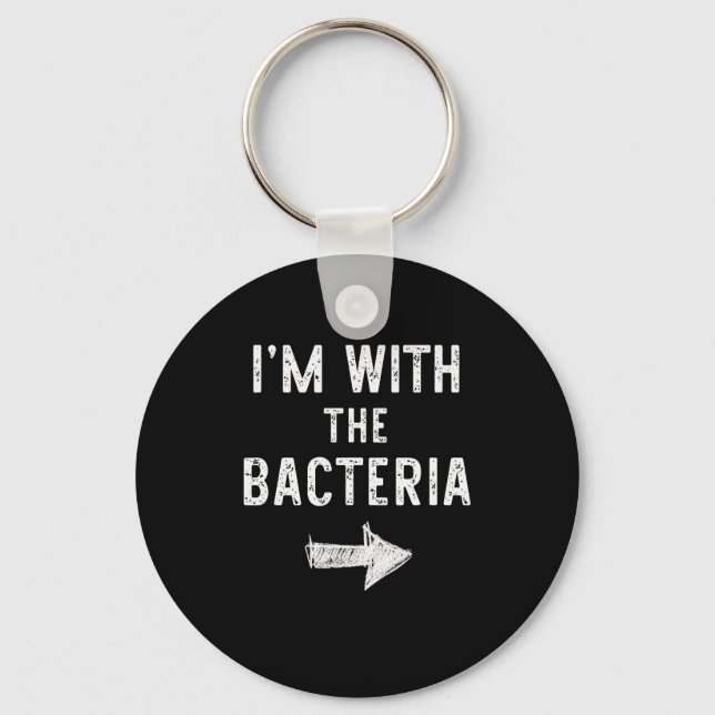 I’m With The Bacteria Funny Halloween Couple Costu Keychain (Front)