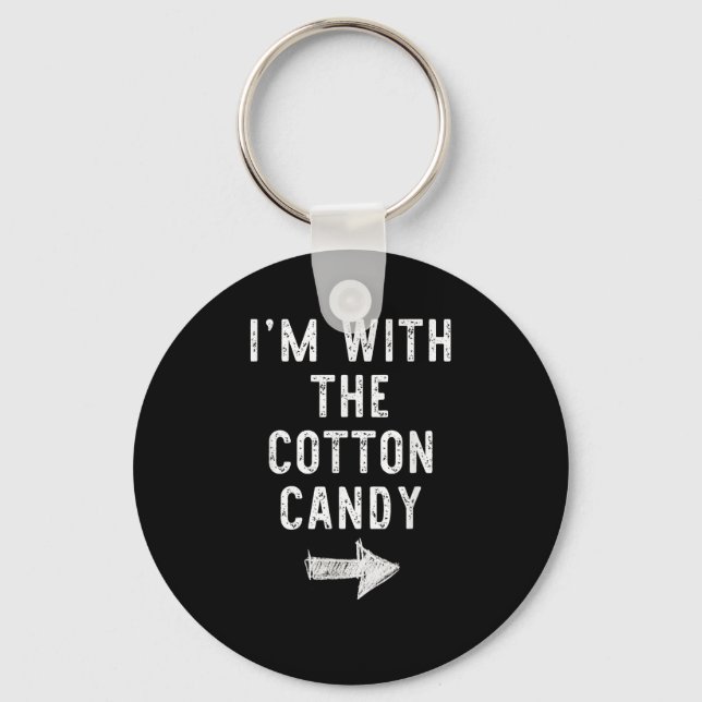 I’m With The Cotton Candy Funny Halloween Couple C Keychain (Front)