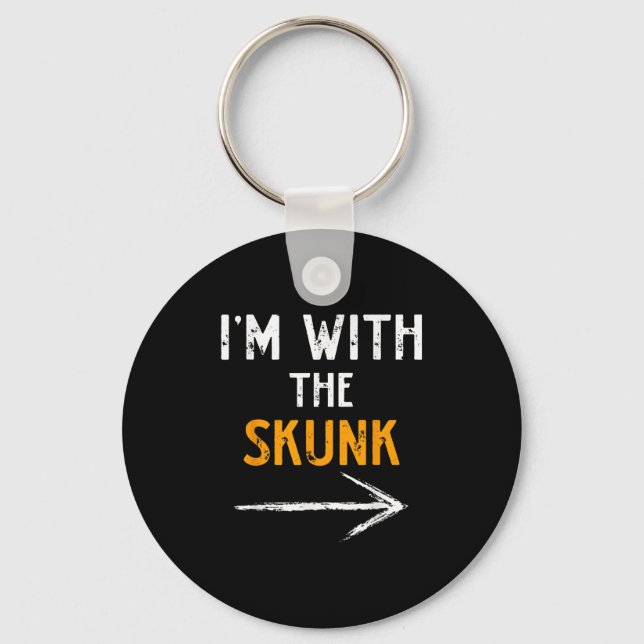 I’m With The Skunk Funny Halloween Matching Couple Keychain (Front)