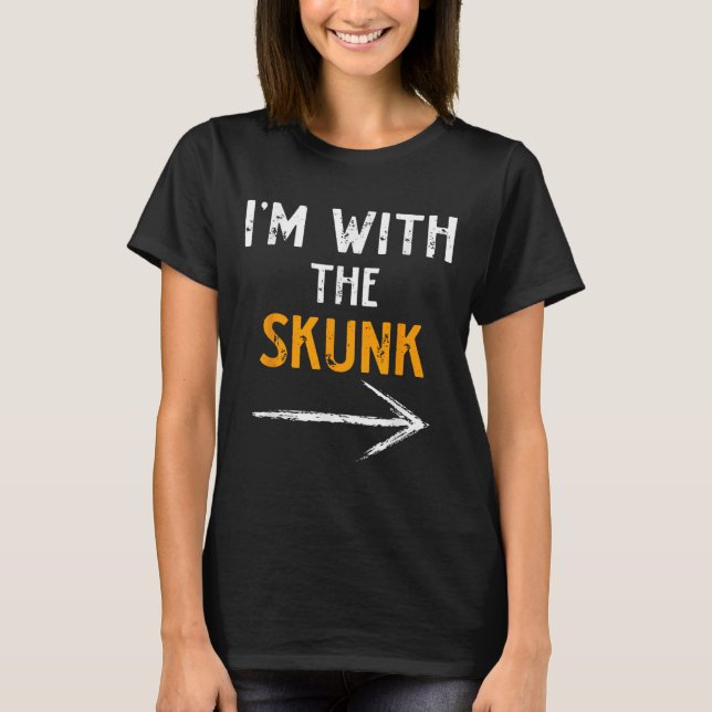 I’m With The Skunk Funny Halloween Matching Couple T-Shirt (Front)