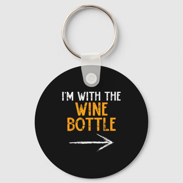 I’m With The Wine Bottle Halloween Matching Couple Keychain (Front)