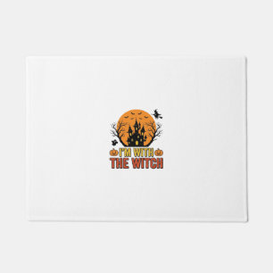 I’m With The Witch Vintage Halloween Castle Design Doormat