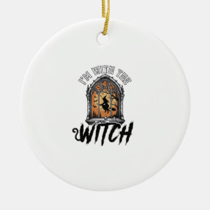 I’m With The Witch Vintage Halloween Ceramic Ornament