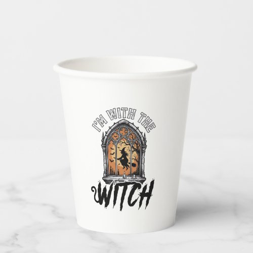 I’m With The Witch Vintage Halloween Paper Cups