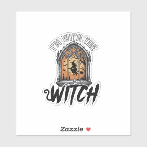 I’m With The Witch Vintage Halloween Sticker