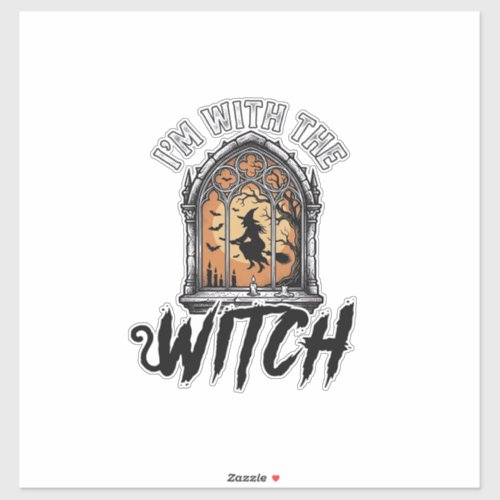 I’m With The Witch Vintage Halloween Sticker