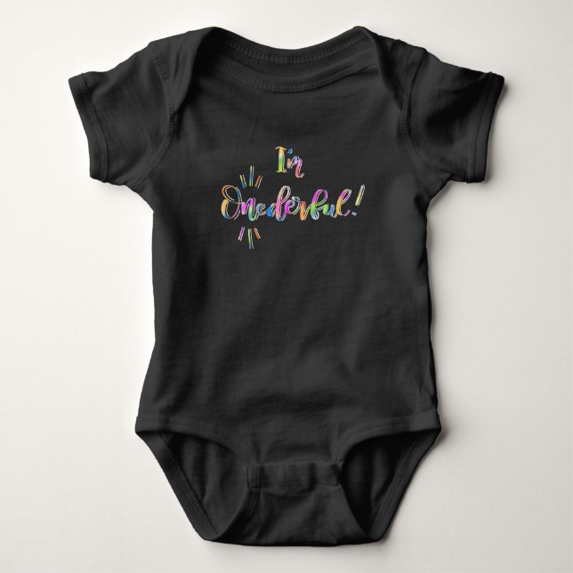 I’m Wonderful Onederful First Birthday Baby Outfit Baby Bodysuit (Front)