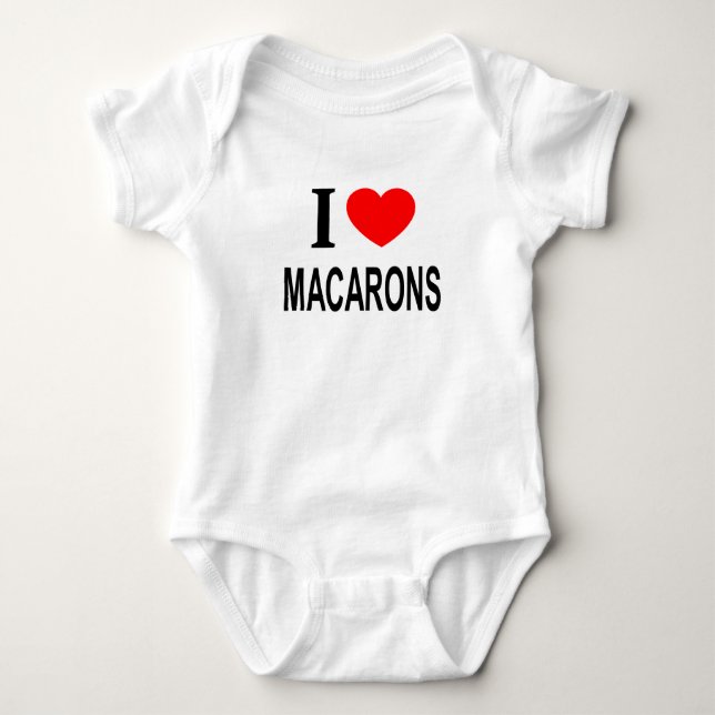 I ❤️ MACARONS I LOVE MACARONS I HEART MACARONS BABY BODYSUIT (Front)