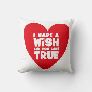 I MADE A WISH Love Heart Throw Pillow