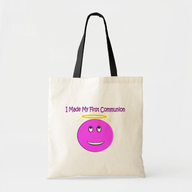 I Made My First Communion Big Pink Tote Bag (Front)