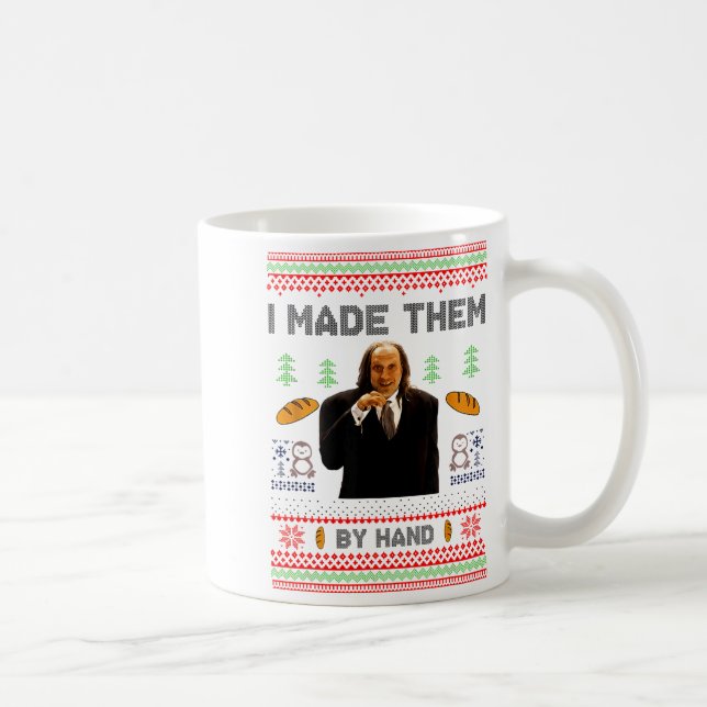 I Made Them By Hand Funny Ugly Sweater  Coffee Mug (Right)