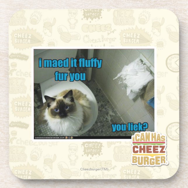 I maed it fluffy fur you beverage coaster (Front)