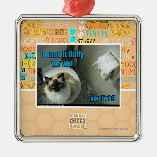 I maed it fluffy fur you metal ornament (Front)