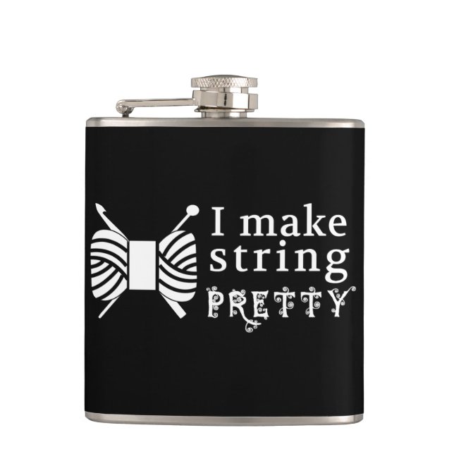 I Make String Pretty Crafts {Dark} Flask (Front)