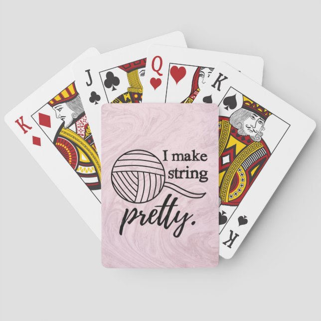 I Make String Pretty Crafts Marble Pink Poker Cards (Back)