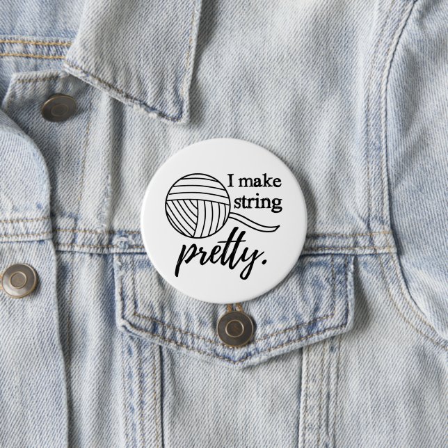 I Make String Pretty Crafts / Yarn Typography Button (In Situ)