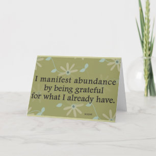 I Manifest Abundance By Being Grateful Affirmation Letterpress Thank You Card