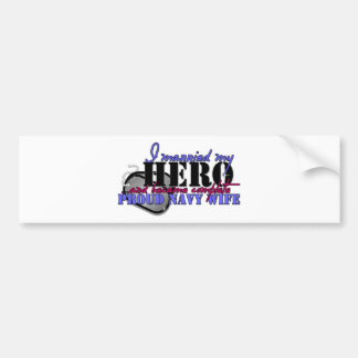 I MARRIED MY HERO NAVY BUMPER STICKER