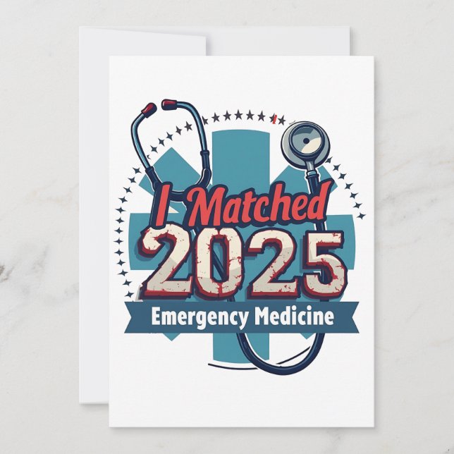I Matched 2025 Emergency Medicine Invitation (Front)